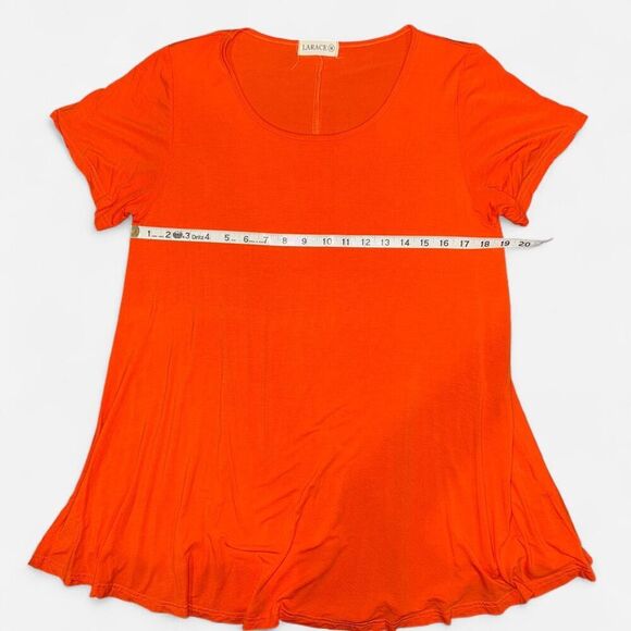 Orange Short Sleeve Flowy Tunic Shirt - Picture 3 of 5